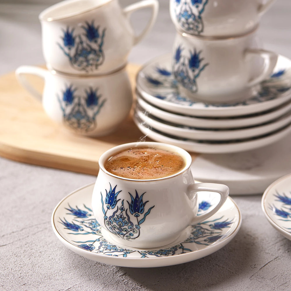 Karaca İznik nieuwe vorm set van 6 Koffiekopjes 90 ml