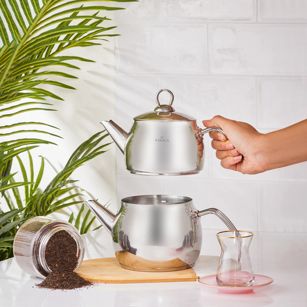 Karaca Belinay midi metalen theepot set – (1,0L+1,6L)