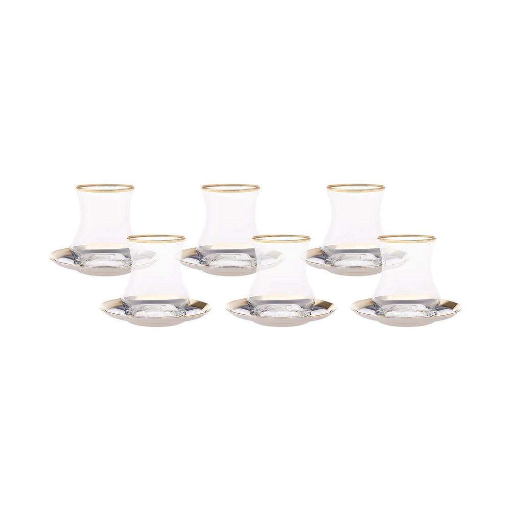 Karaca Pera Gold 18 delig theeglazen set