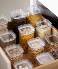 Kare Stripe glazen voorraadpotten set | 16-delig