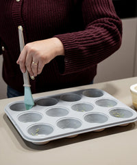 Keramische muffinvorm beige – 12-Vaks, PFAS-vrij, Antiaanbak