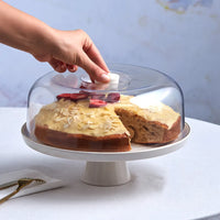 Karaca Calvin taartplateau wit met gouden rand | 28 cm