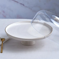 Karaca Calvin taartplateau wit met gouden rand | 28 cm