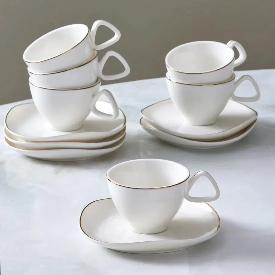 Karaca Middle 12-delig koffiekopjess set voor 6 personen | 90 ml