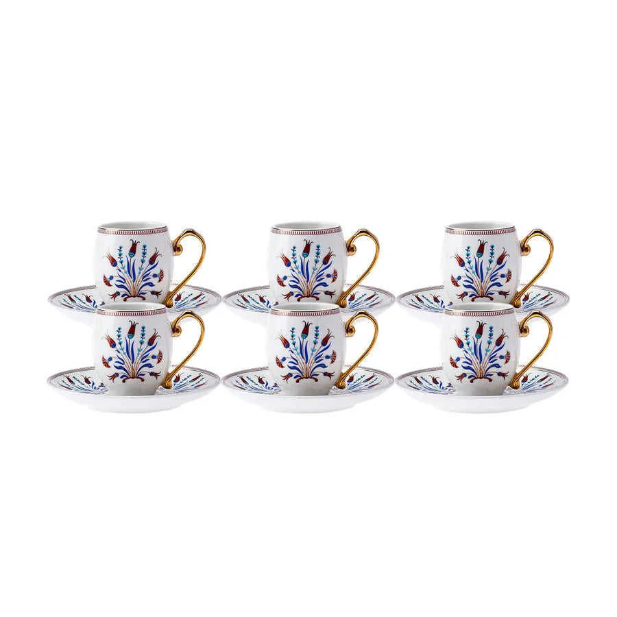 Karaca Finike 12-delig koffiekopjes set voor 6 personen | 90 ml