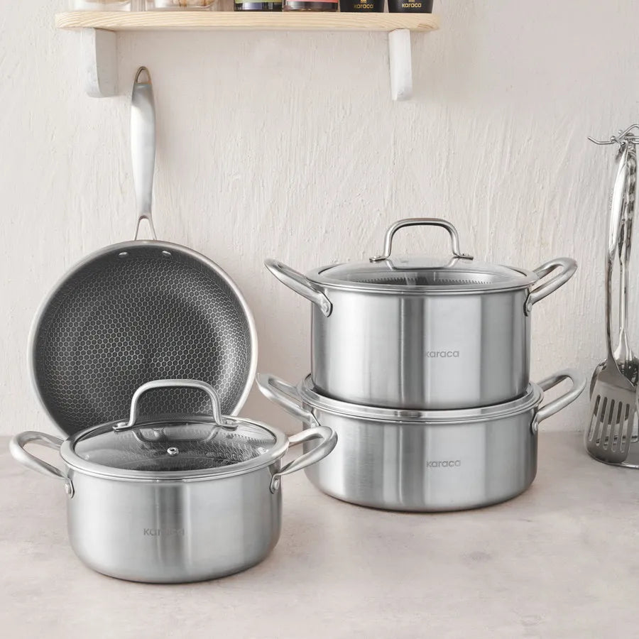 Karaca PowerSteel 3 ply plus 316+ staal pannenset | 7-delig