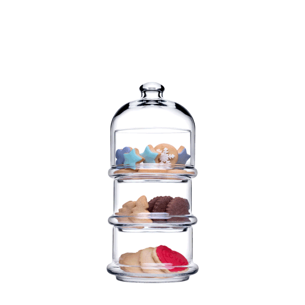 Pasabahce Villa Patisserie glazen voorraadpot 3-laags