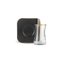 Karaca Retro Square 12-delige theeglazen set voor 6 personen – zwart