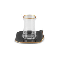 Karaca Retro Square 12-delige theeglazen set voor 6 personen – zwart
