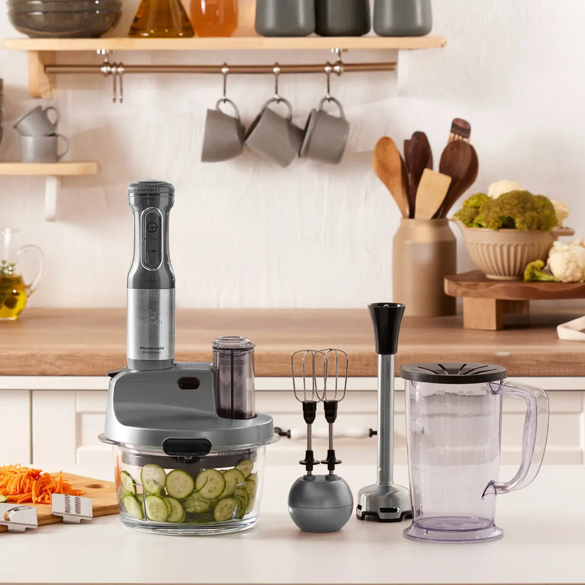 Karaca Mastermaid ProSteel Glazen Keukenrobot 8-in-1 | 2500W | Galaxy Grey 