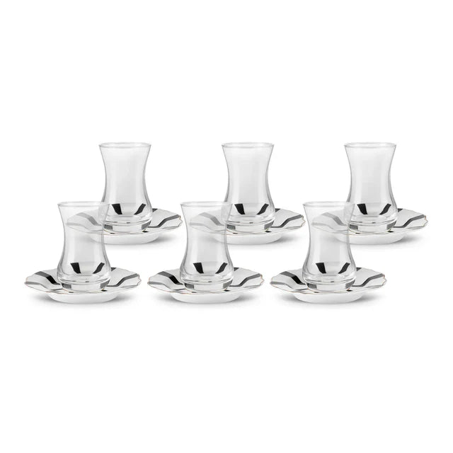 Karaca Astley 6-persoons theeglazen set | 12-delig | zwart