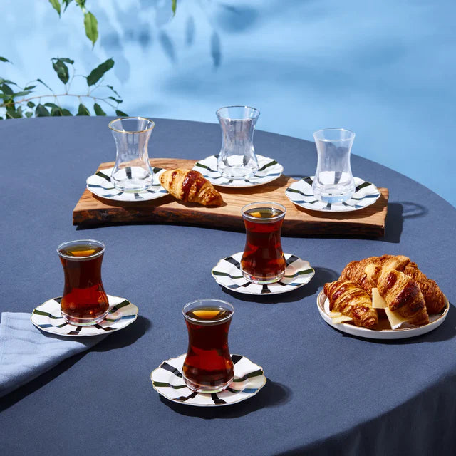 Karaca Astley 6-persoons theeglazen set | 12-delig | zwart