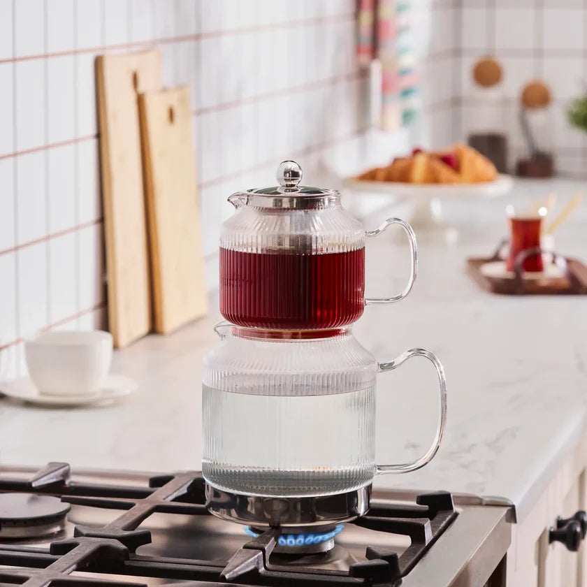 Karaca Kelly XL glazen theepot (2,0L+1,0L)