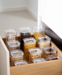 Kare Stripe glazen voorraadpotten set | 16-delig