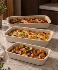 Set van 3 rechthoekige ovenschalen beige – afbeelding 3