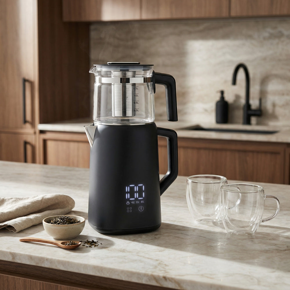 Korkmaz Demmatik elektrische theemachine | Zwart