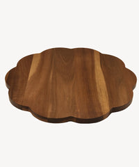 Acacia Bloom Draaiplateau – Houten Serveerplateau met Bloemrand 35 cm