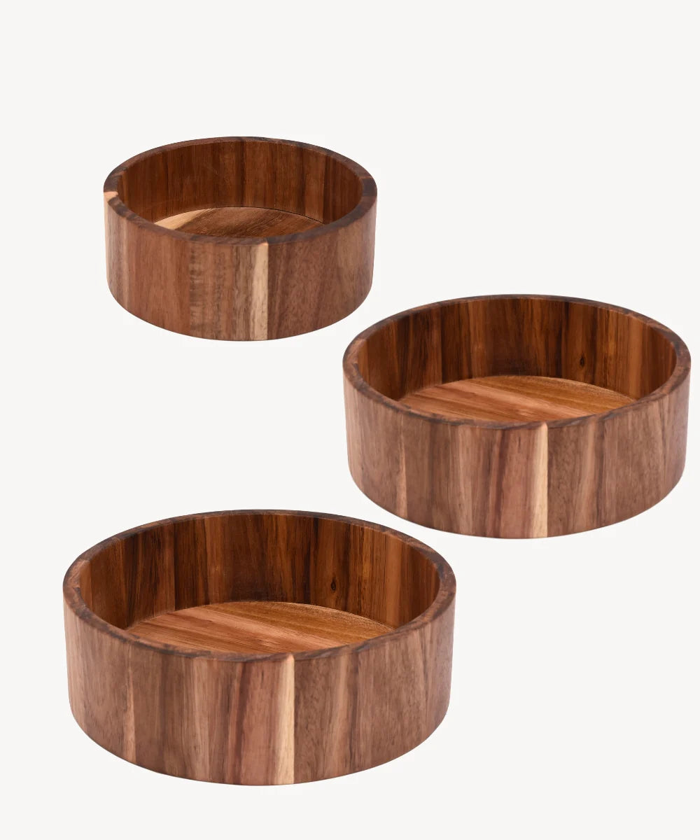 Acacia Flat Bowl – Ronde Houten Serveerschaal