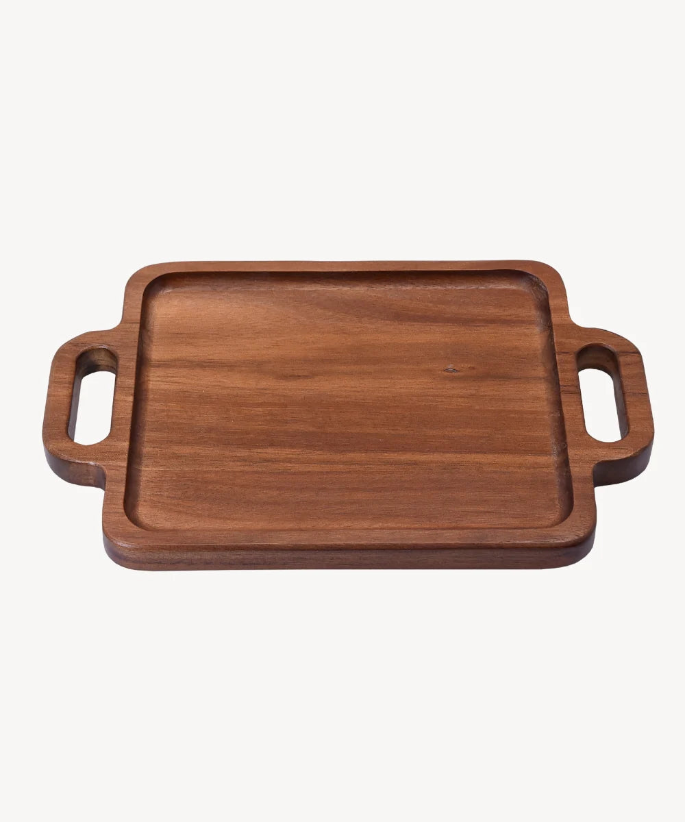 Acacia Handle Dienblad – Houten Serveerblad met Handgrepen