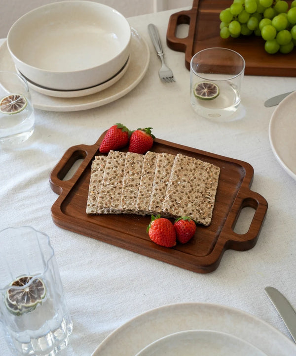 Acacia Handle Dienblad – Houten Serveerblad met Handgrepen