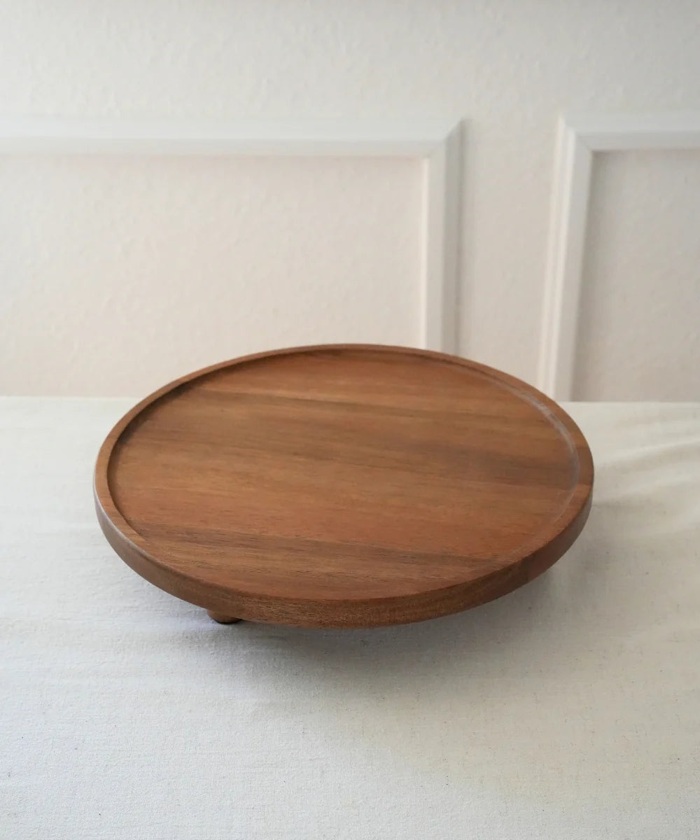 Acacia Lumo Serveerstandaard – Rond Houten Presentatiebord op pootjes