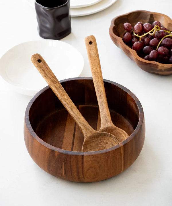 Acacia Luno Serveerschaal – Ronde Houten Saladeschaal 22 cm
