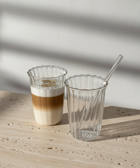 Stripe matcha borosilicaatglas | 2 stuks | 400 ml
