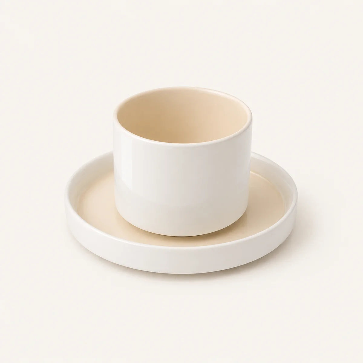 Noa Beige White Koffiekopjes Set 4-delig | Steengoed