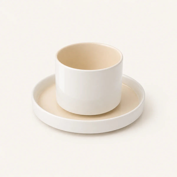 Noa Beige White Koffiekopjes Set 4-delig | Steengoed