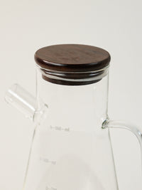 Kesten glazen oliefles met acacia deksel en houder | 900 ml
