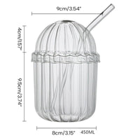 Dome ijskoffieglas met rietje en deksel | 450 ml