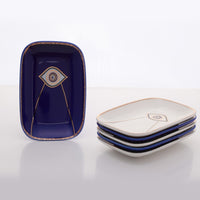 Nazar Collectie serveerschalen klein | 6 stuks | wit/blauw