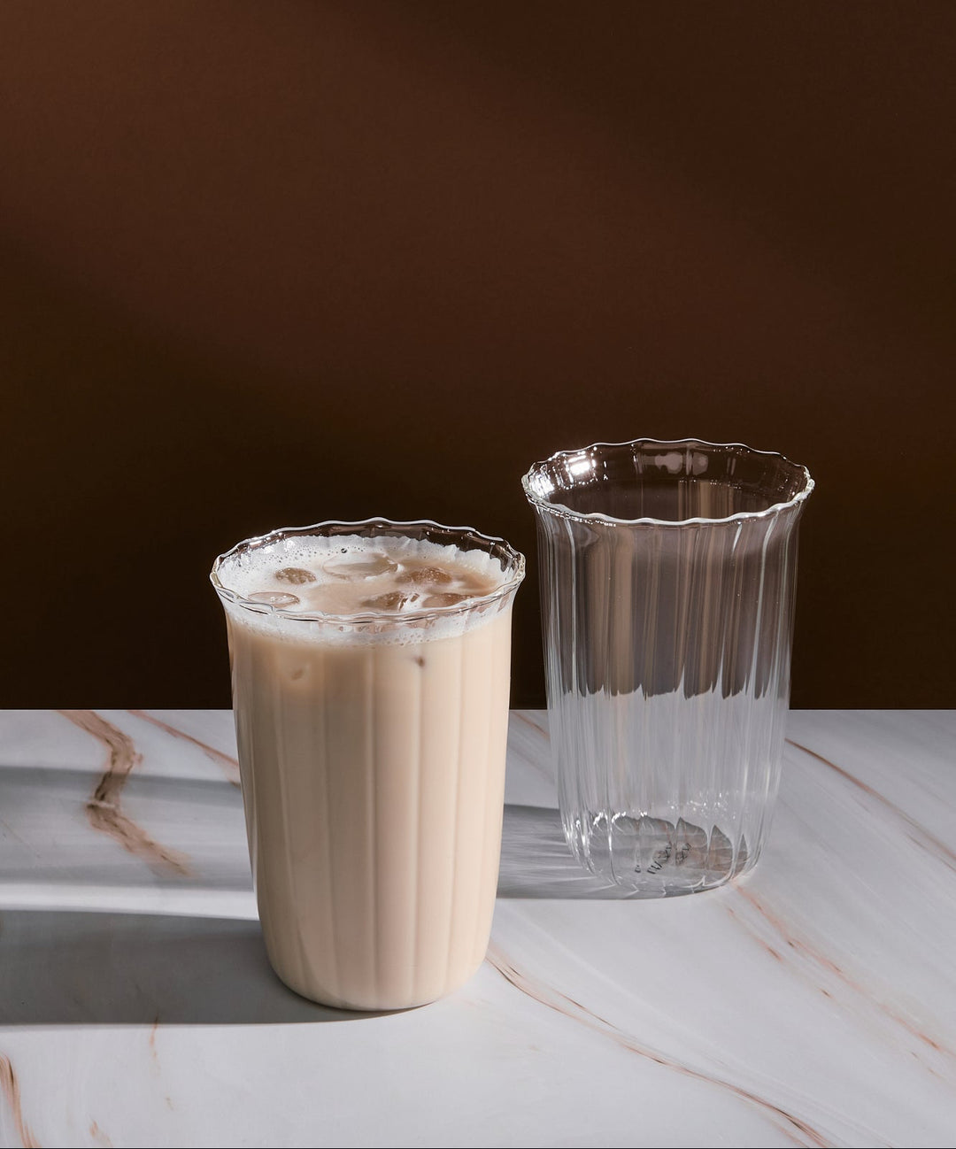 Stripe matcha borosilicaatglas | 2 stuks | 400 ml