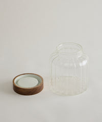 Foresta Voorraadpot Geribbeld glas · Acaciahouten schroefdeksel