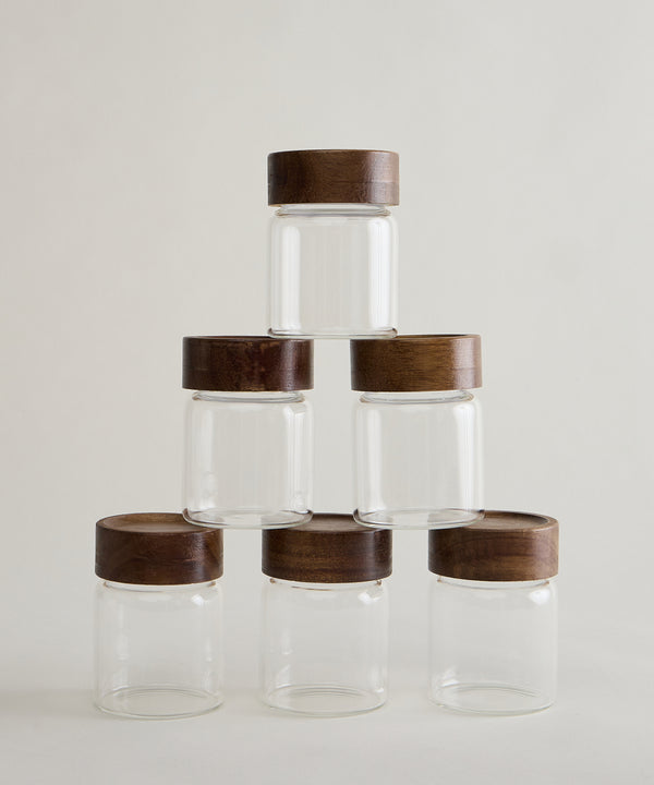 Space kruidenpotjes set van 6 | Acaciahouten deksel 