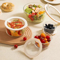 Glazen Vershouddoos met Luchtventiel – Borosilicaatglas BPA-vrij Beige-transparant