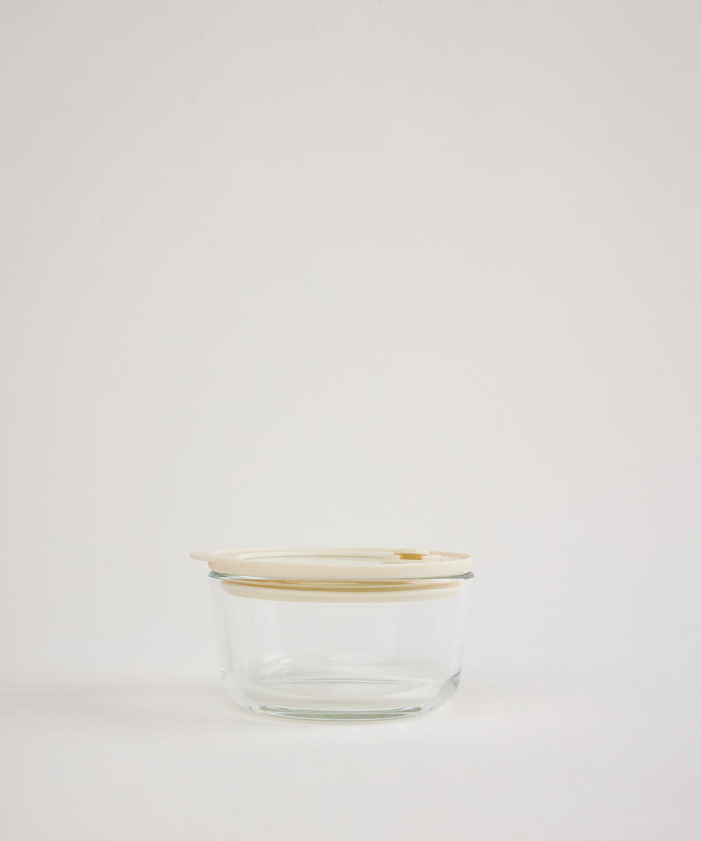 Glazen Vershouddoos met Luchtventiel – Borosilicaatglas BPA-vrij Beige-transparant