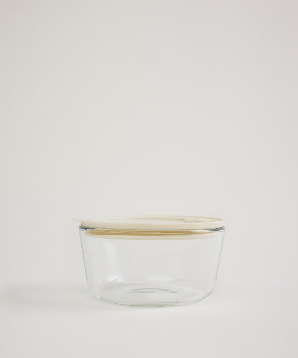 Glazen Vershouddoos met Luchtventiel – Borosilicaatglas BPA-vrij Beige-transparant