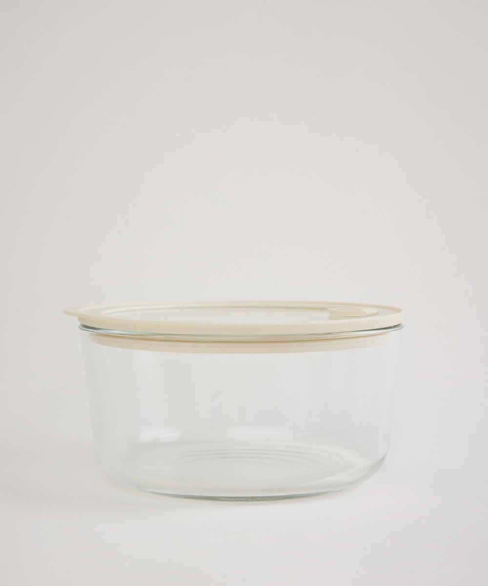 Glazen Vershouddoos met Luchtventiel – Borosilicaatglas BPA-vrij Beige-transparant
