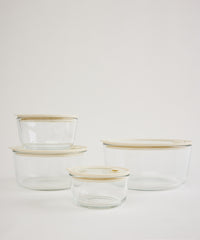 Glazen Vershouddoos met Luchtventiel – Borosilicaatglas BPA-vrij Beige-transparant