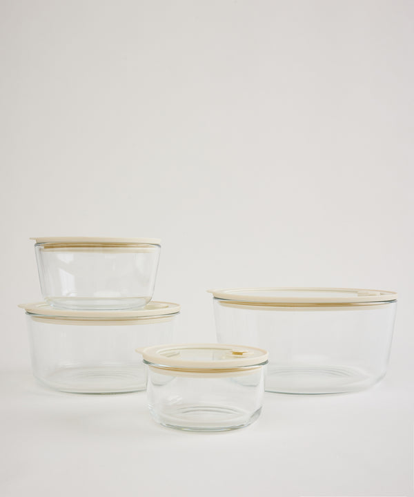 Glazen Vershouddoos met Luchtventiel – Borosilicaatglas BPA-vrij Beige-transparant