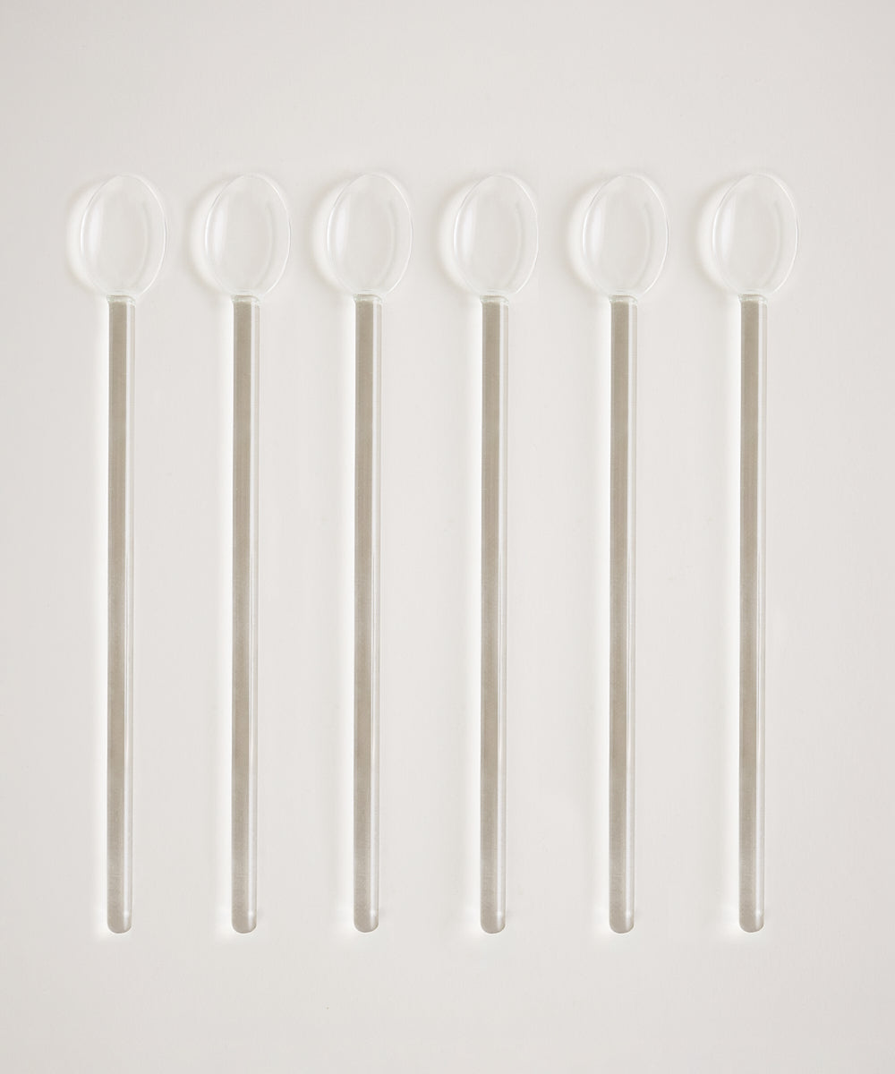 Minimal Glazen Latte Lepels | Set van 6 stuks | 17,3 cm