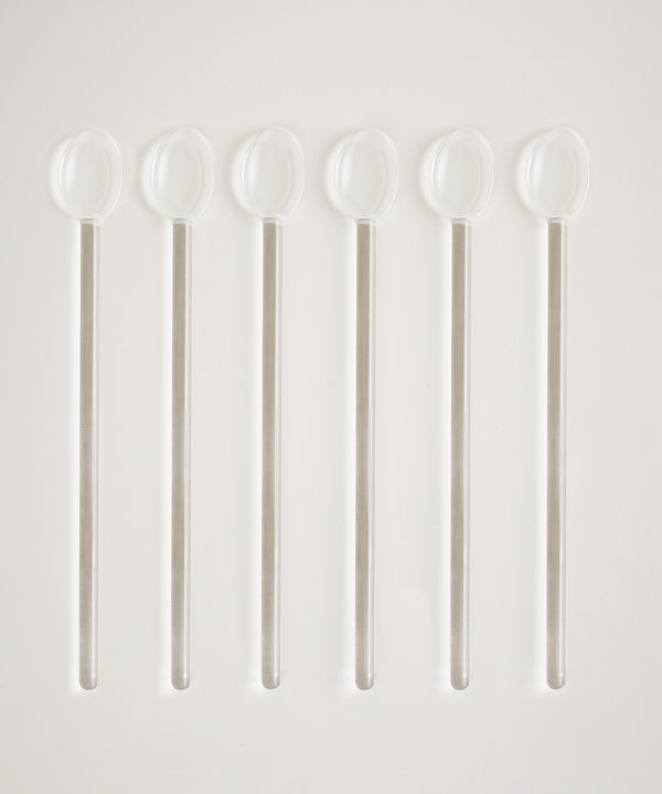 Minimal Glazen Latte Lepels | Set van 6 stuks | 17,3 cm