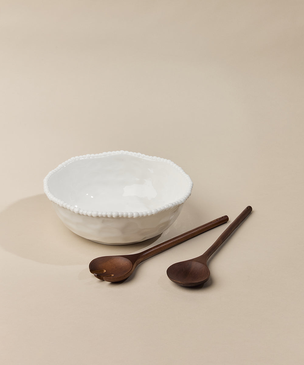 Pearly saladekom 22 cm – Wit
