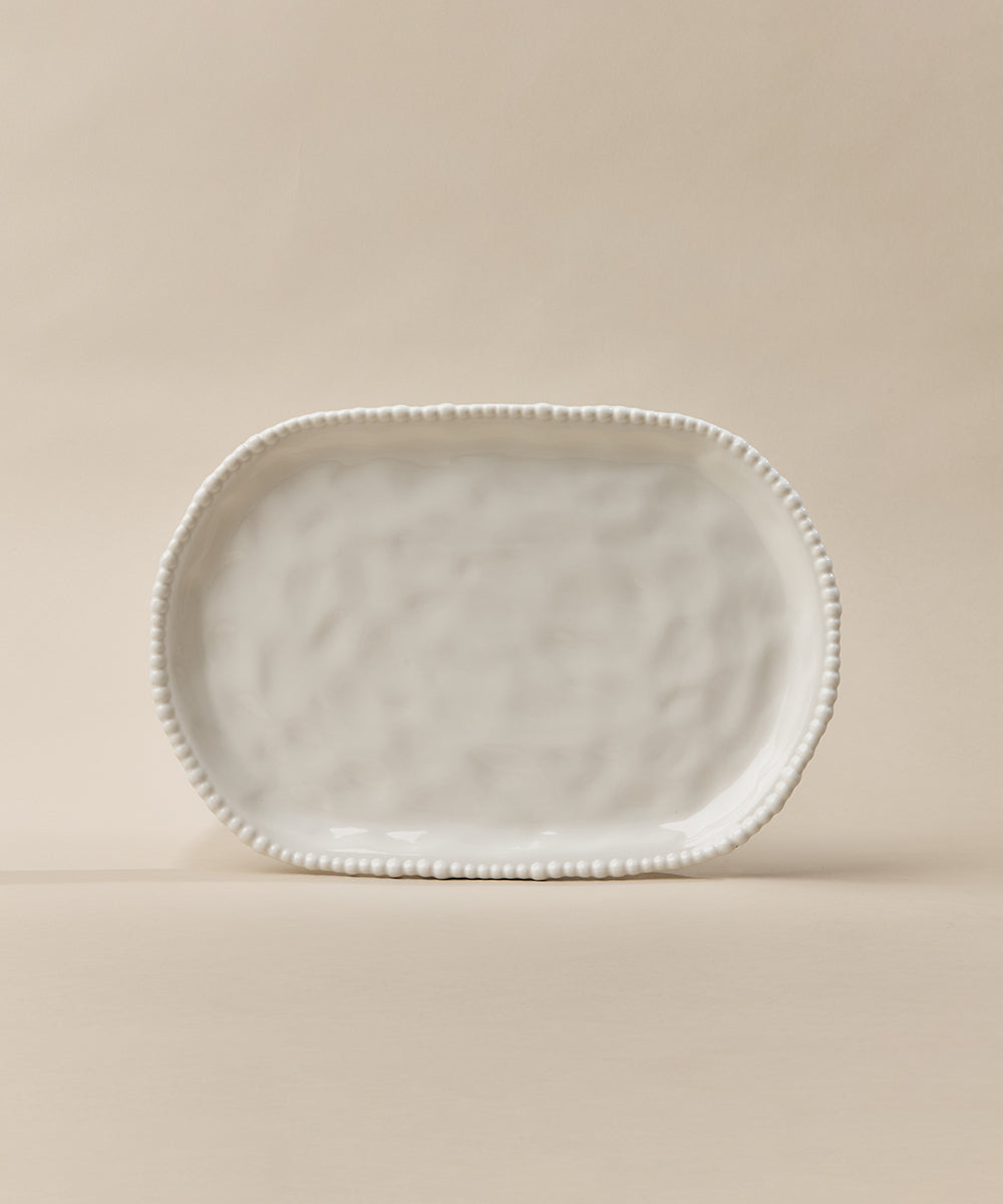 Pearly ovale serveerschaal 30 cm – Wit