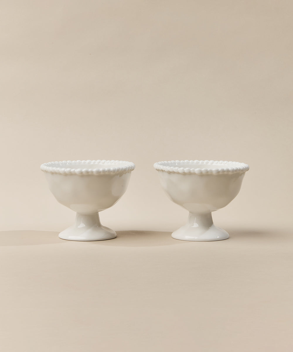 Pearly dessertschalen – 2 Stuks – Wit