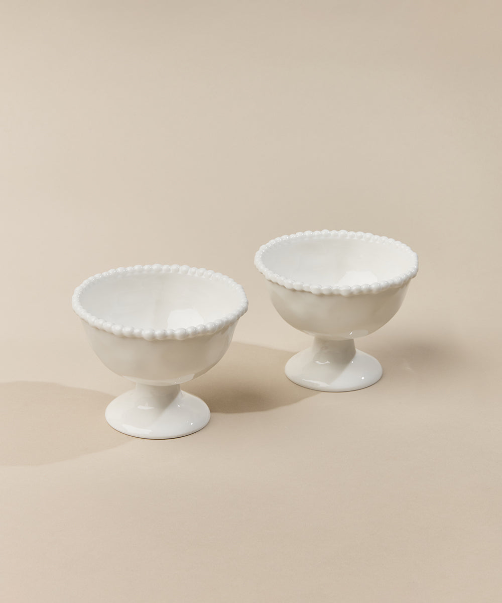 Pearly dessertschalen – 2 Stuks – Wit
