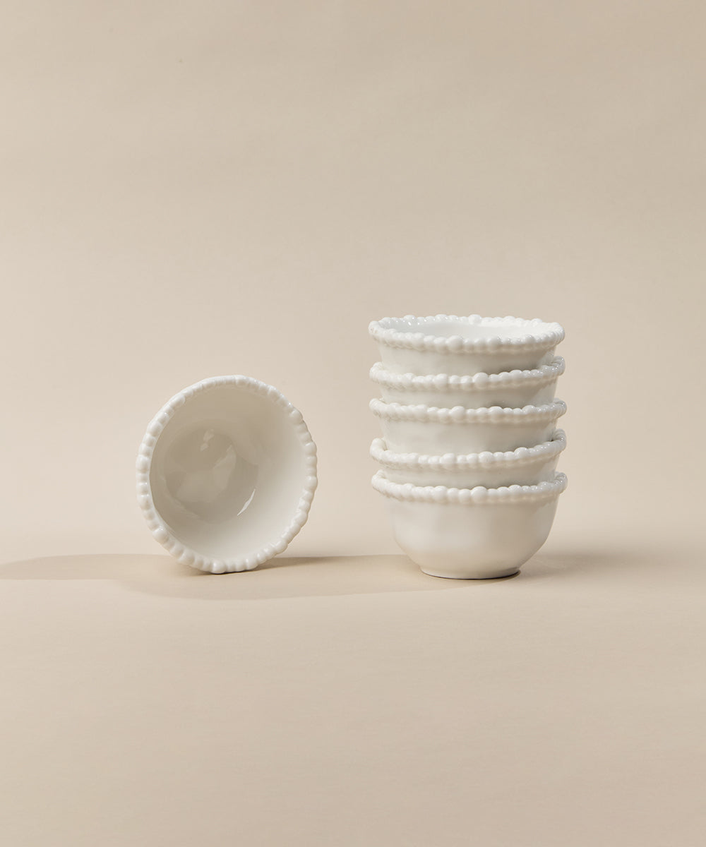 Pearly dipschalen set – 6 Stuks – Wit