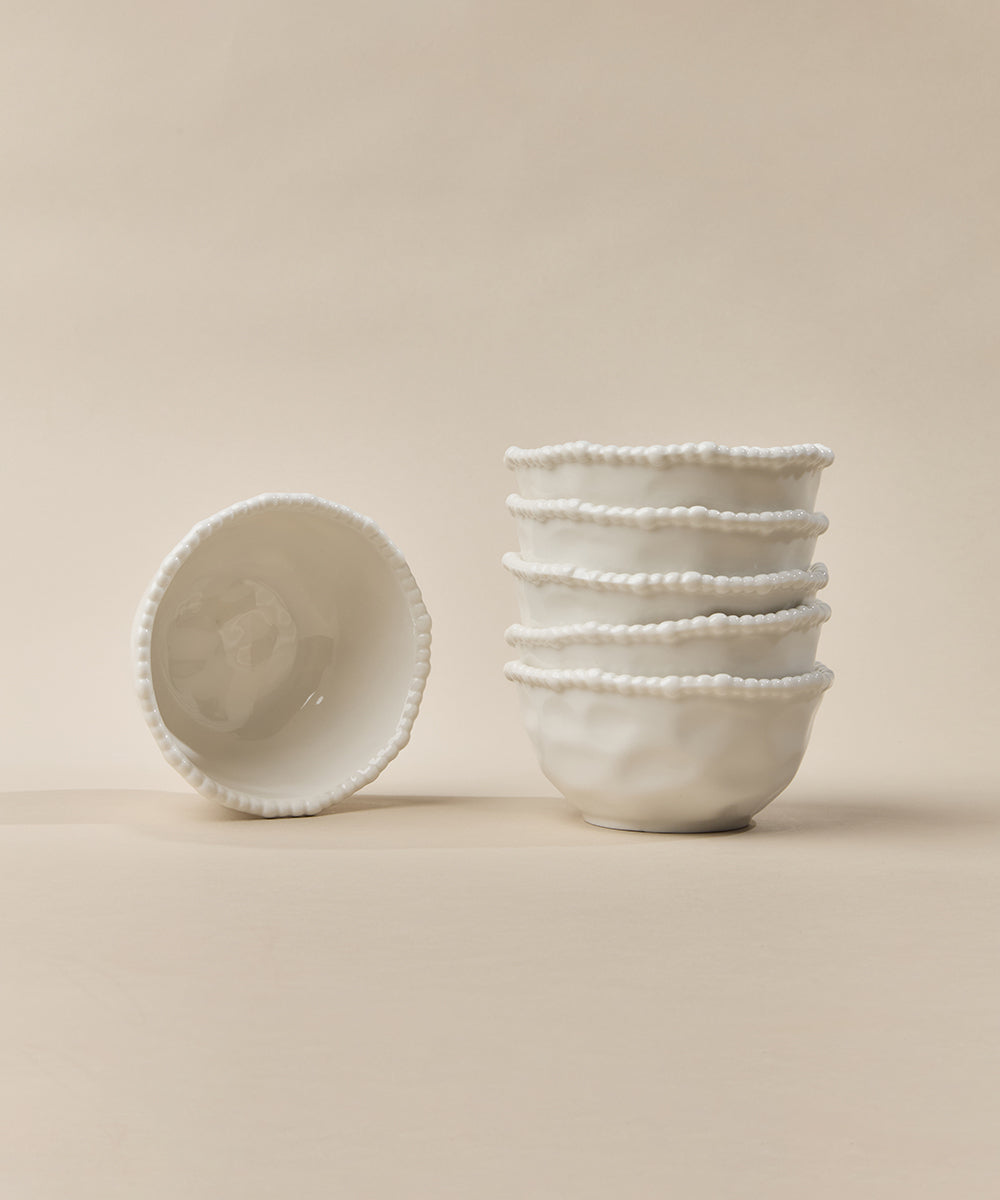 Pearly snackschalen set – 6 Stuks – Wit