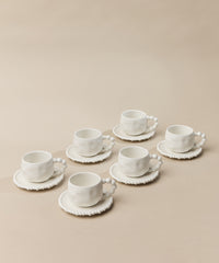 Pearly espressokopjes set voor 6 personen – 90 ml – Wit
